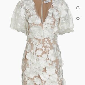 Elliatt White Puff Sleeve Plunge Mini Dress